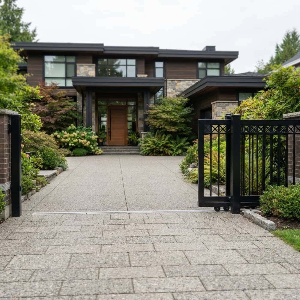 Sliding driveway gate stuck fully open leaving a home entrance exposed