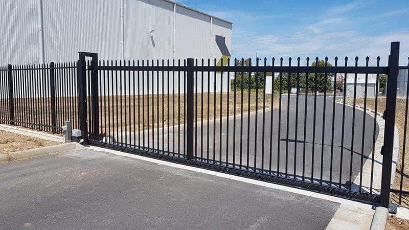 Heavy-gauge steel security fence at a commercial property